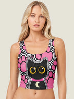 Pink Gothic Cat Graphic Bralette Set