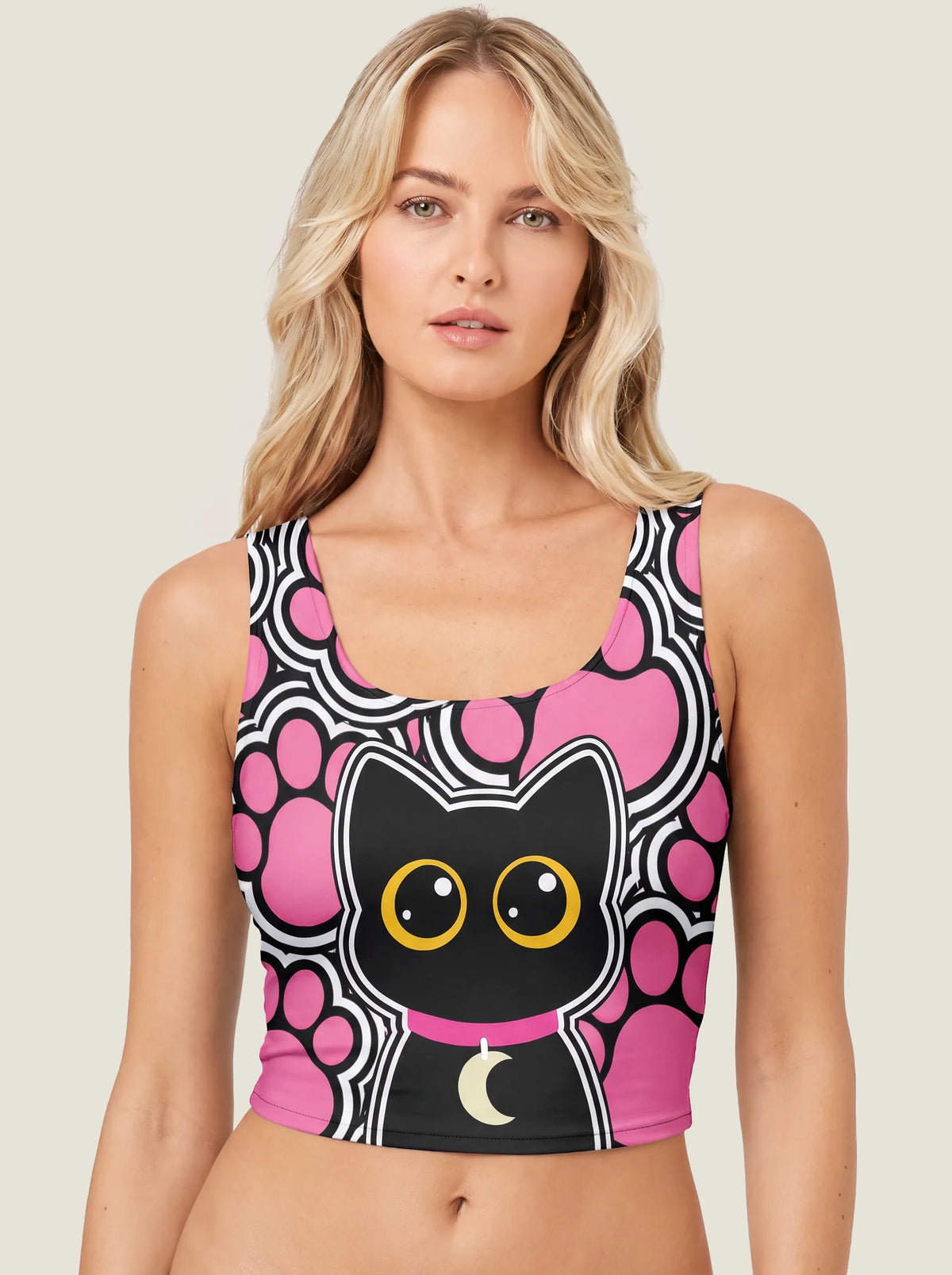 Pink Gothic Cat Graphic Bralette Set