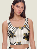 Geometric Floral Stripe Sports Bra Set