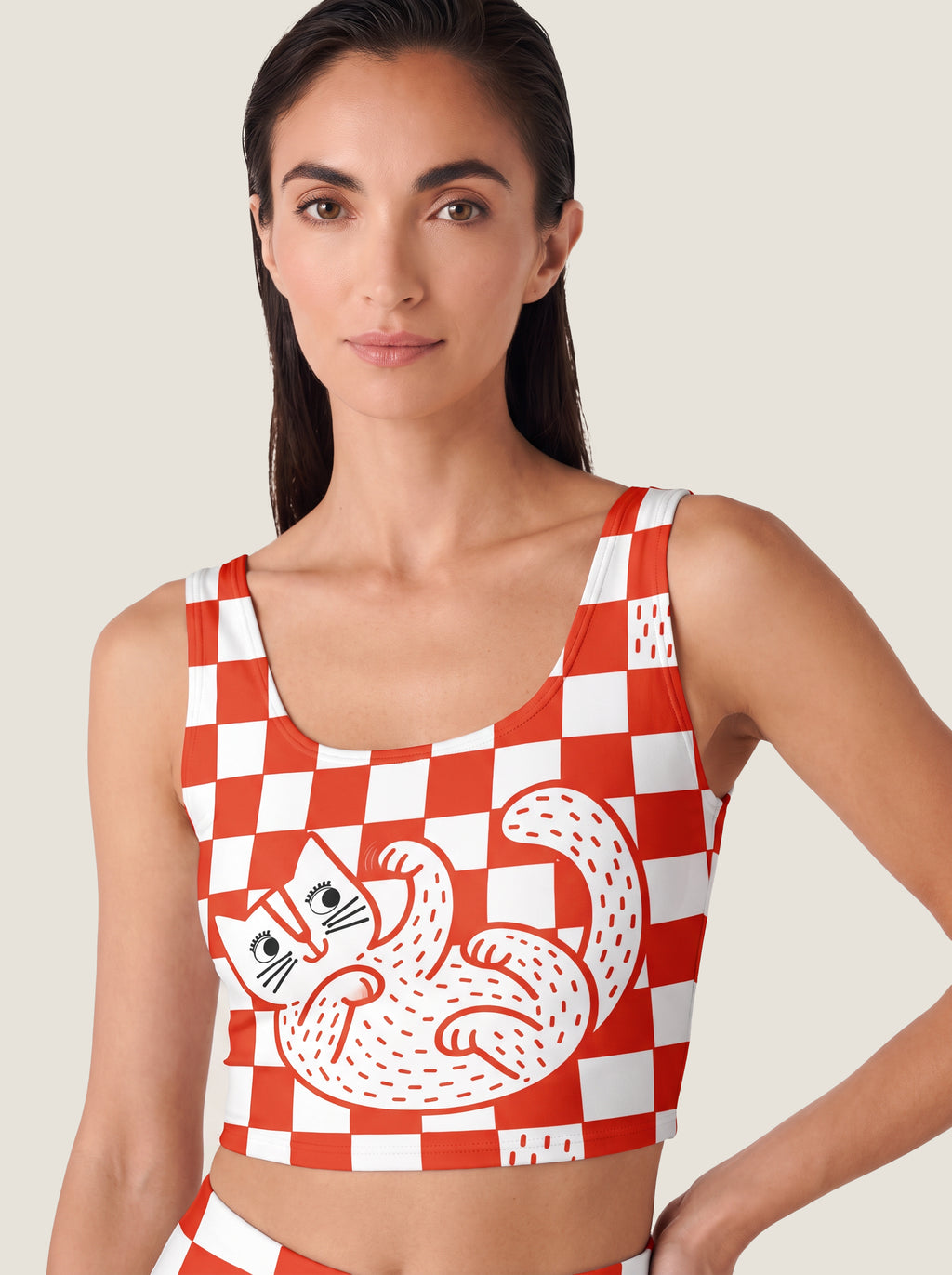 Retro Checkerboard Cat Bralette Set