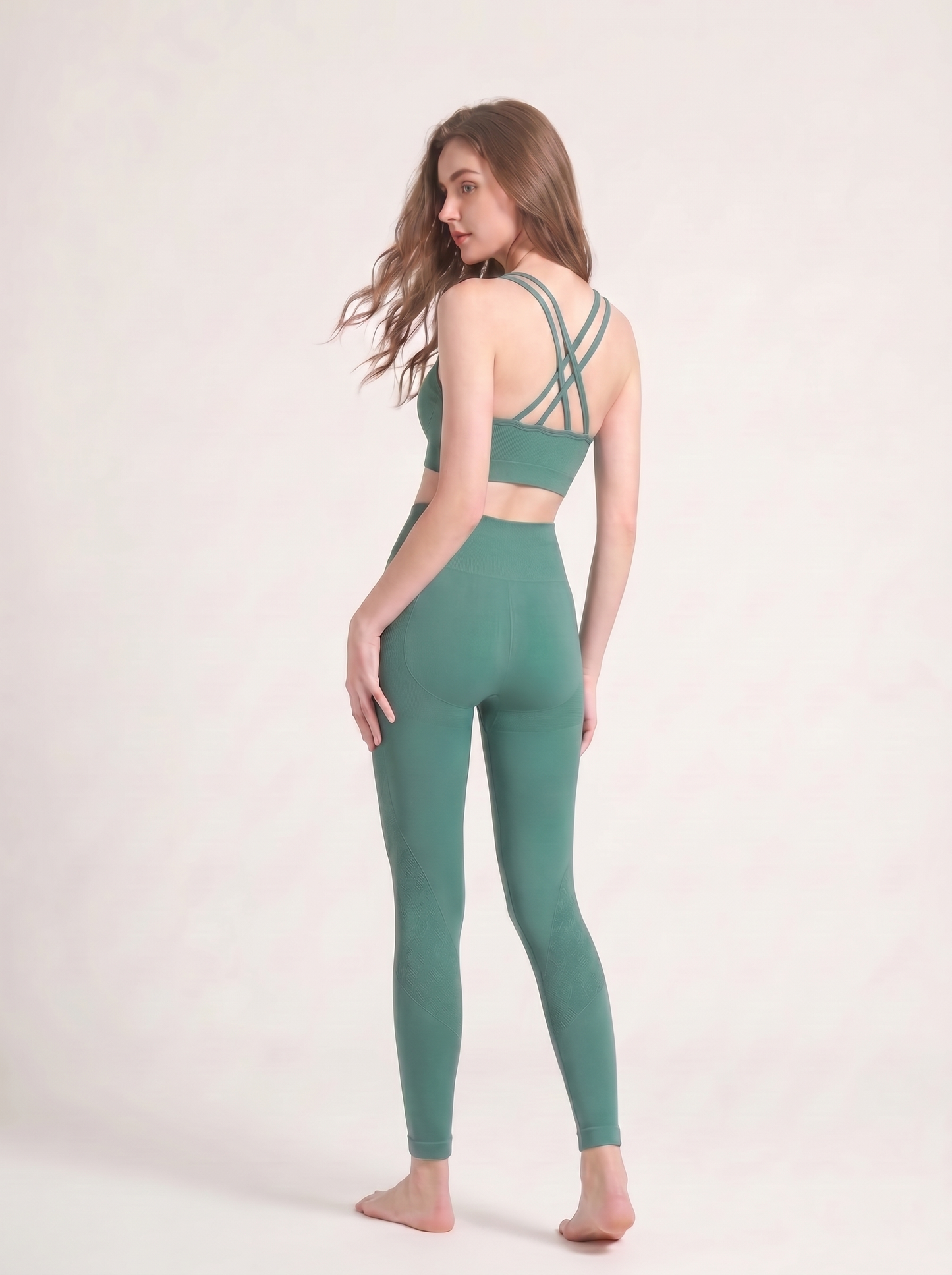 The Serenity Series Ribbed Seamless Bra in Teal
