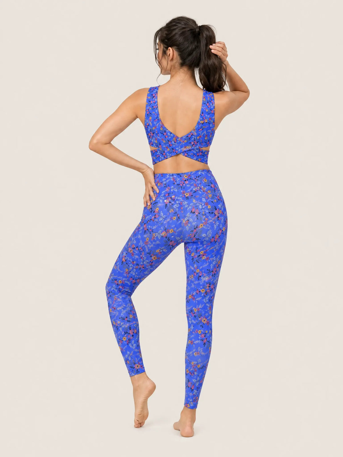 Blue Meadow Longline Sports Bra Set