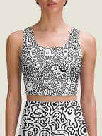 Cute Doodle Monster Graphic Bralette Set