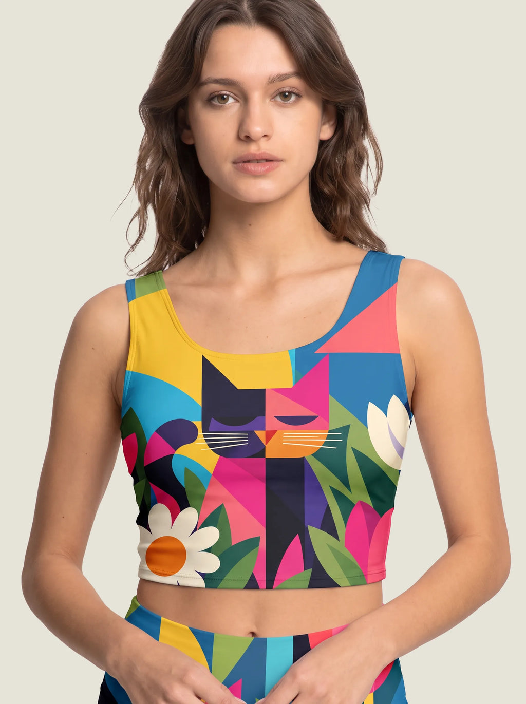 Geometric Cat Garden Bralette Set
