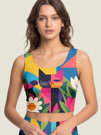 Geometric Cat Garden Bralette Set