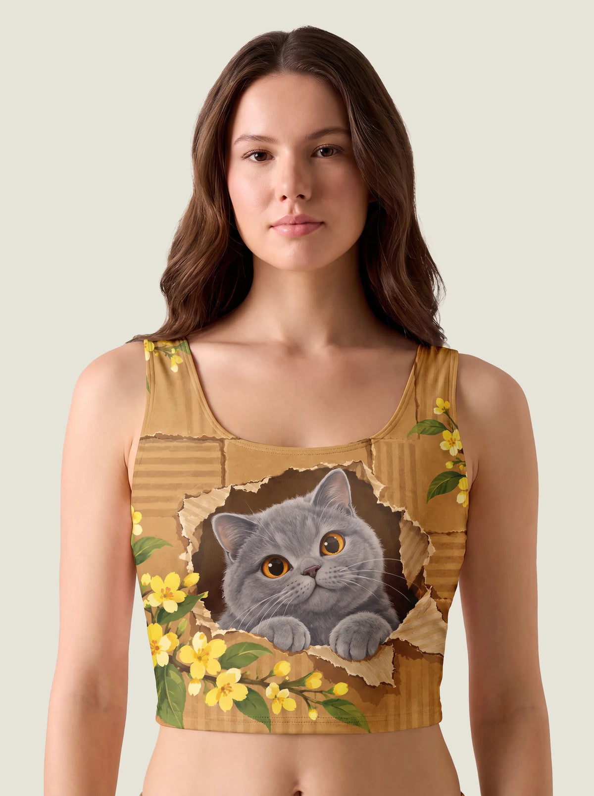 Cardboard Cat Blossom Bralette Set
