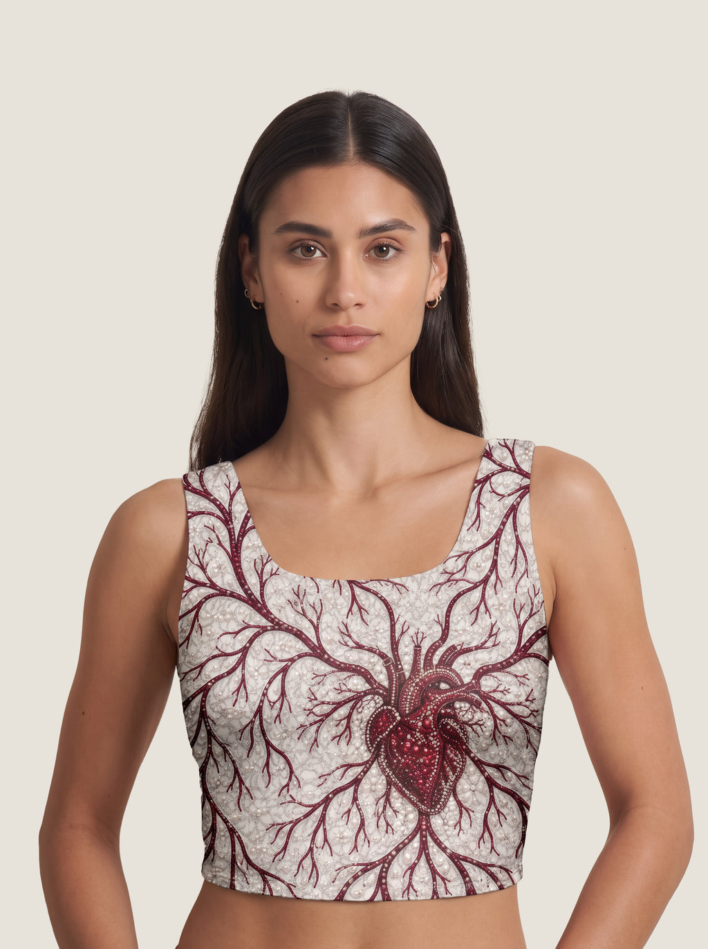 Crimson Heart Branch Crop Top Set