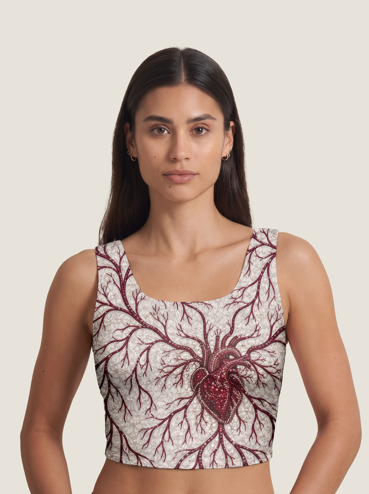 Crimson Heart Branch Crop Top Set