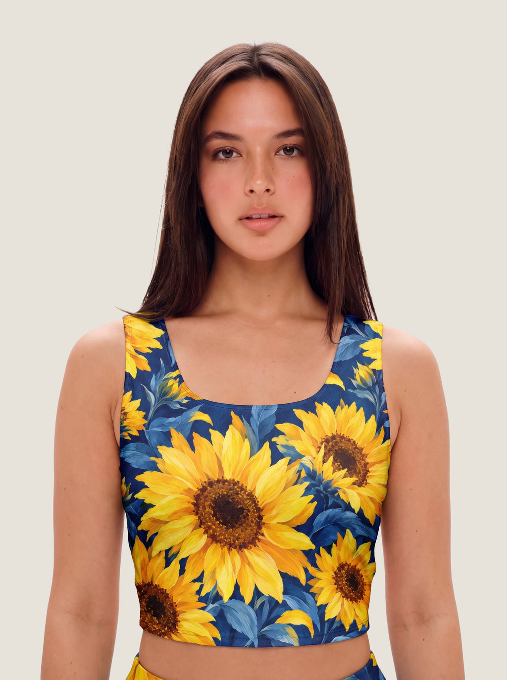 Golden Sunflower Garden Crop Top Set