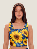 Golden Sunflower Garden Crop Top Set