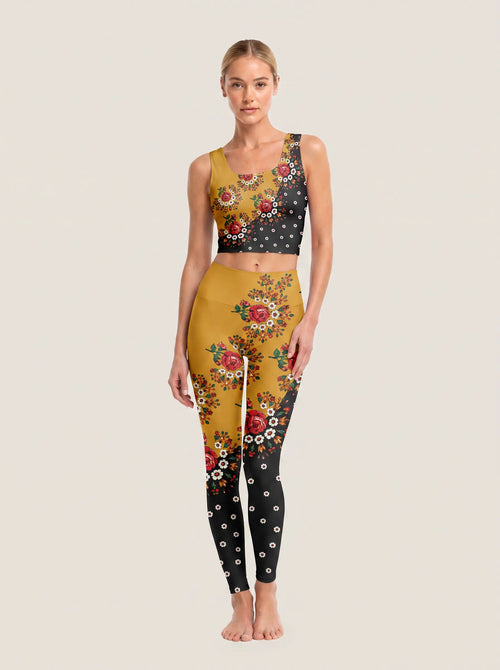 Golden Rose Cascade High-Rise Leggings Set
