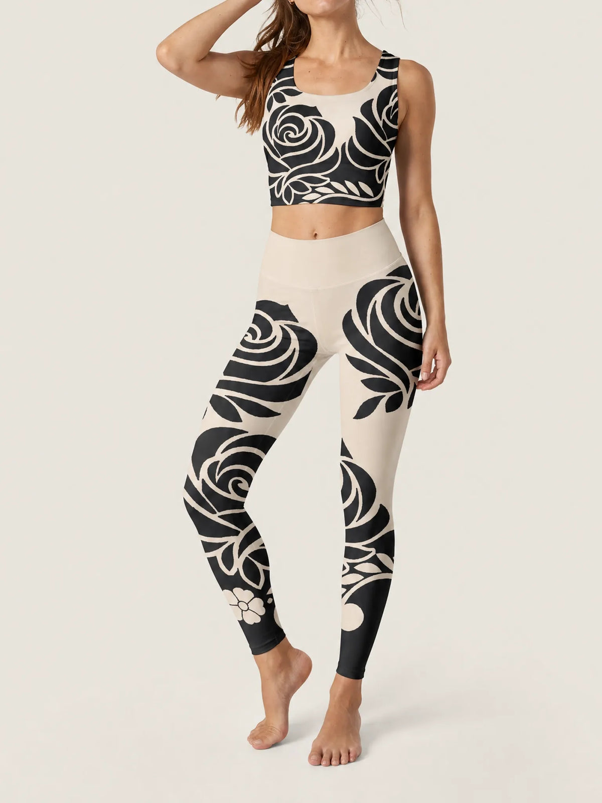 Midnight Bloom Longline Sports Bra Set