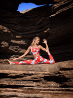 Red Poppy Floral Sports Bra Set