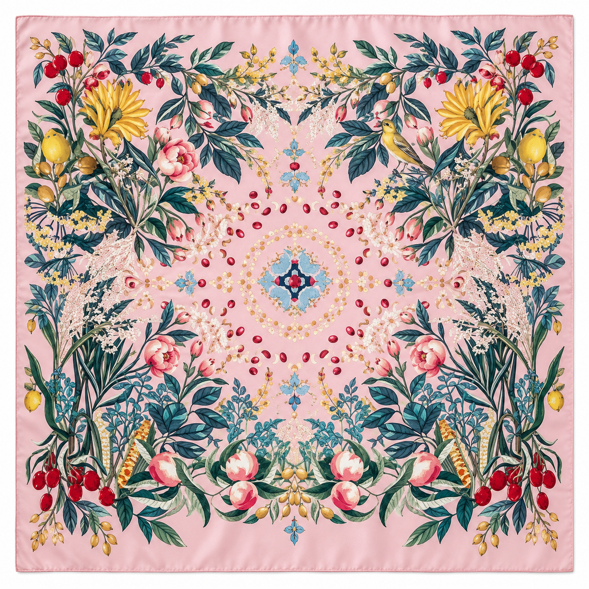 Pastel Garden 100% Mulberry Silk Square Scarf