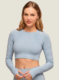 Floral Jacquard Long-Sleeve Seamless Crop Top