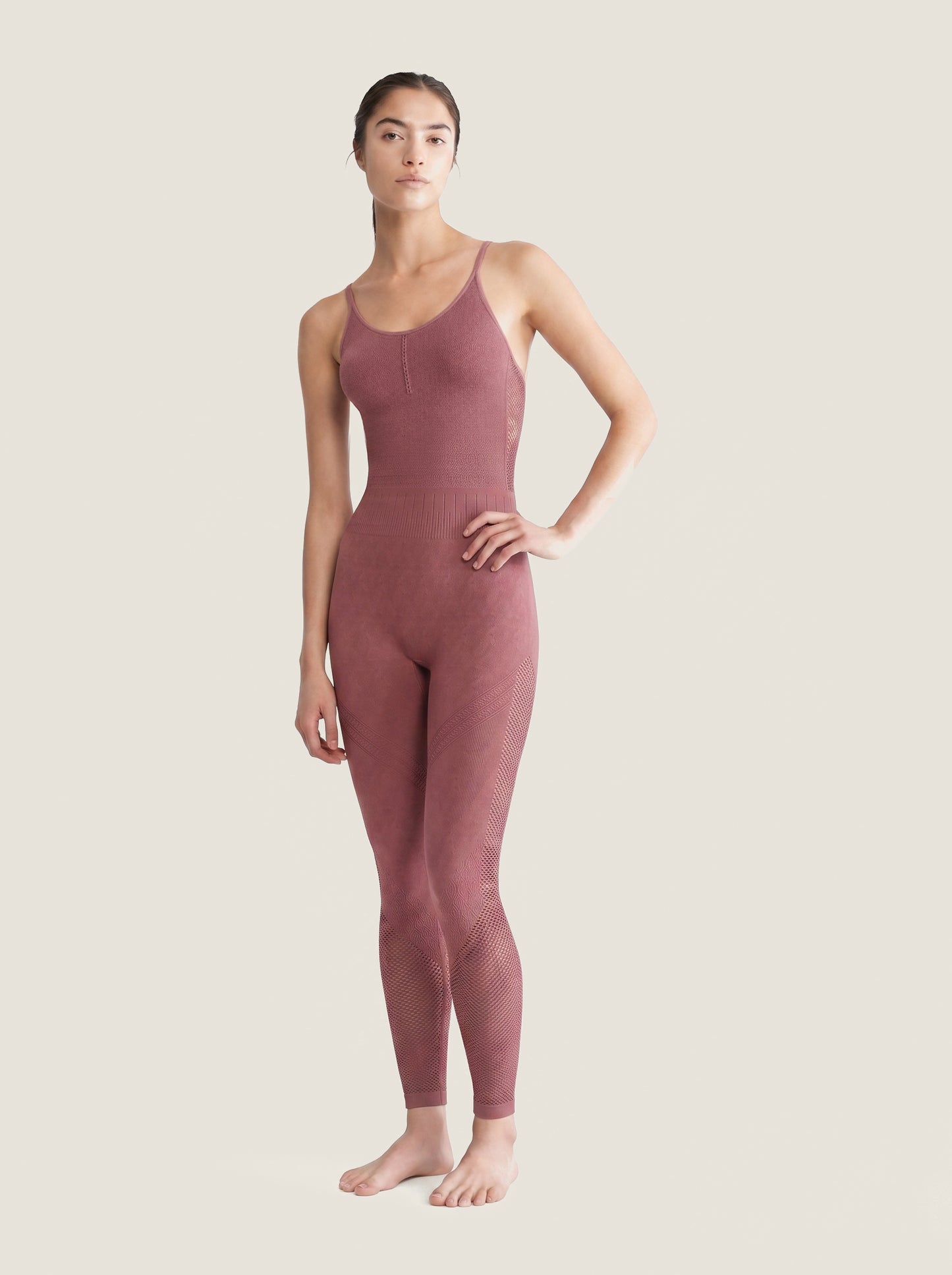 Mesh-Panel Seamless Unitard