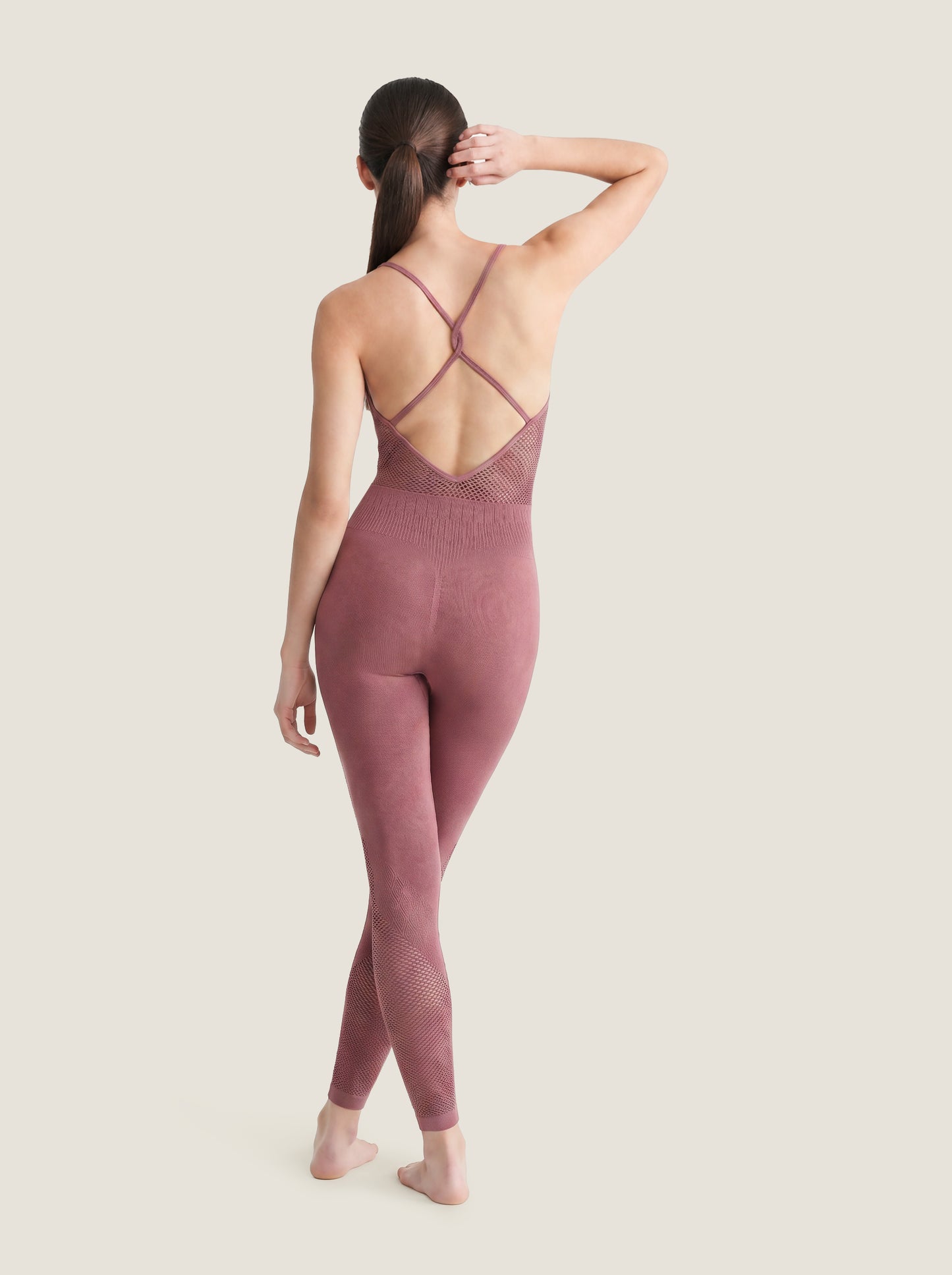 Mesh-Panel Seamless Unitard