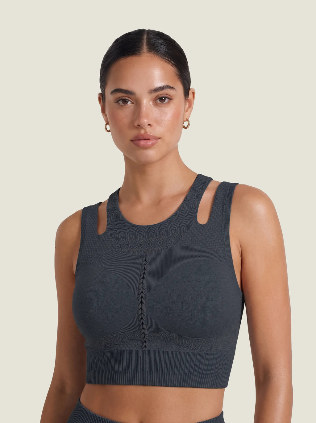 Braided Cut-Out Racerback Seamless Bra