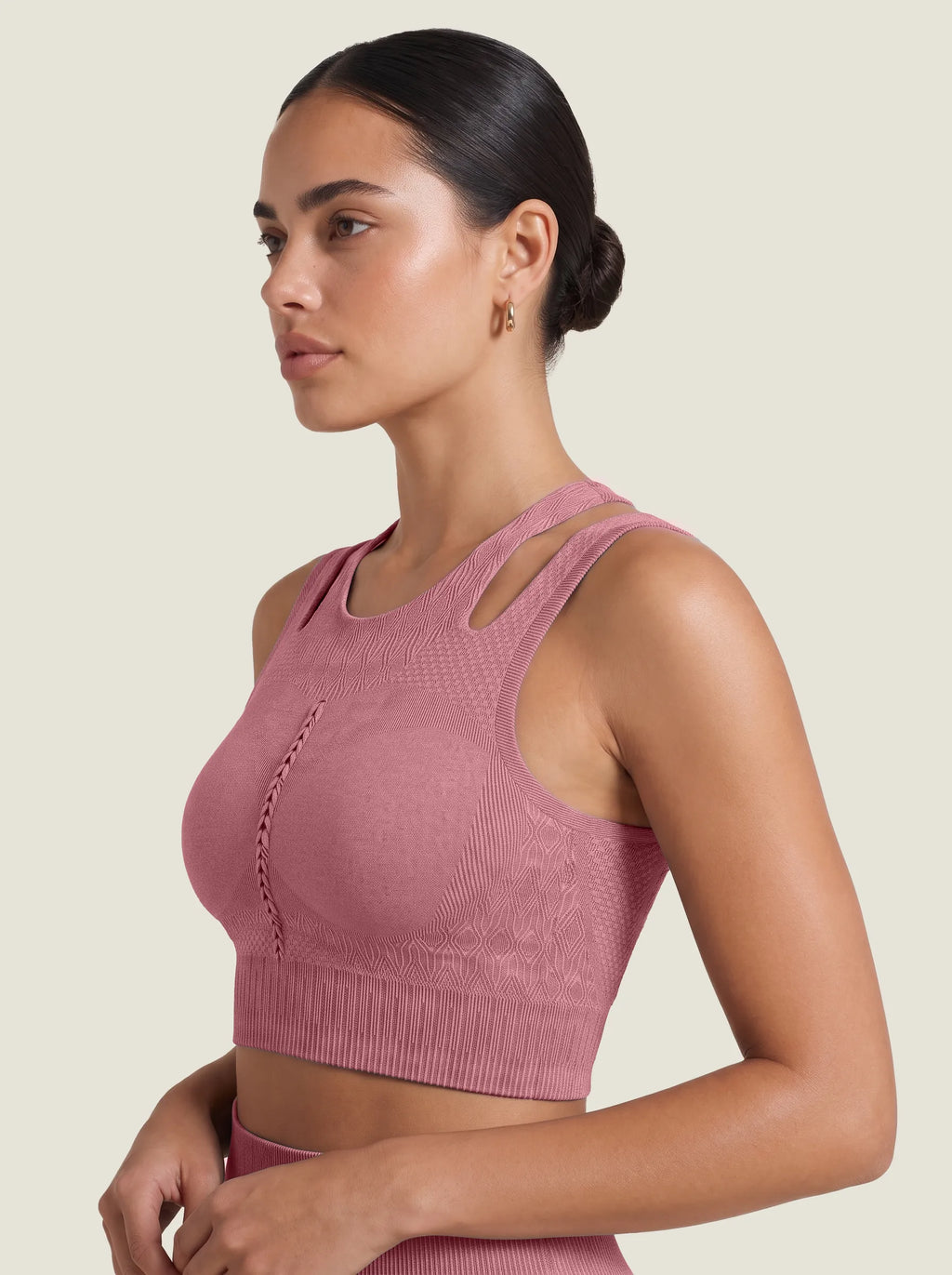 Braided Cut-Out Racerback Seamless Bra