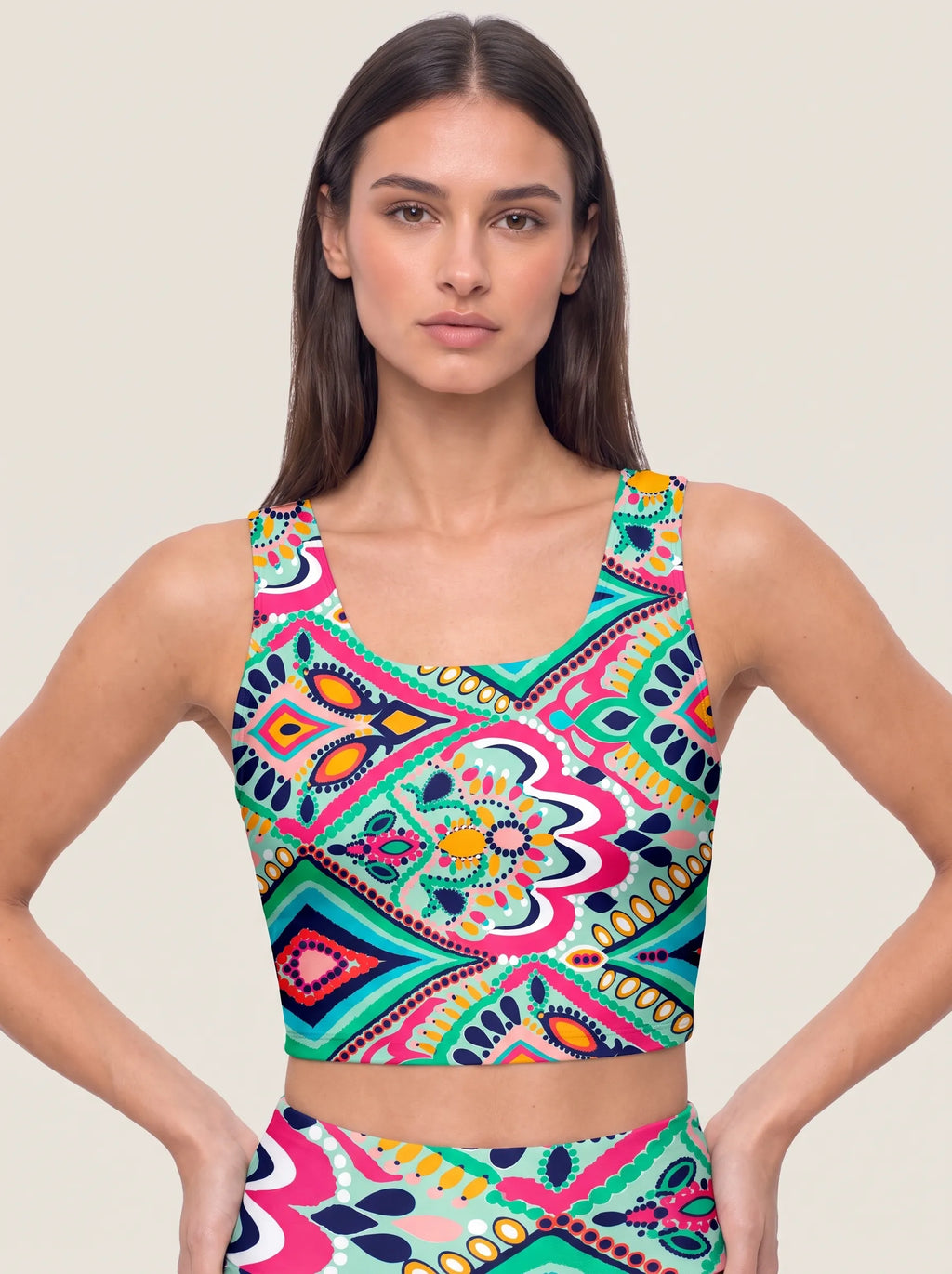 Vibrant Boho Mosaic Sports Bra Set