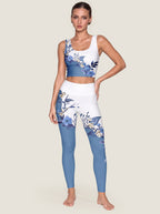 Blue Floral Gradient Sports Bra Set