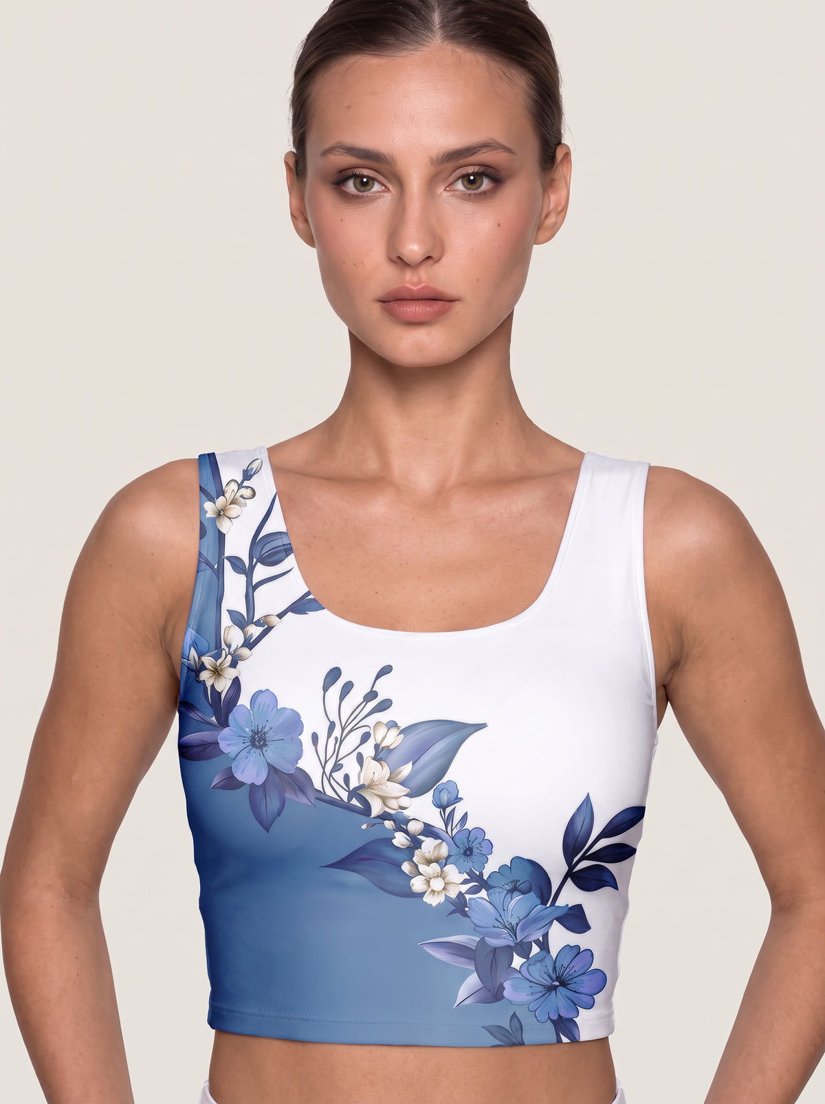 Blue Floral Gradient Sports Bra Set