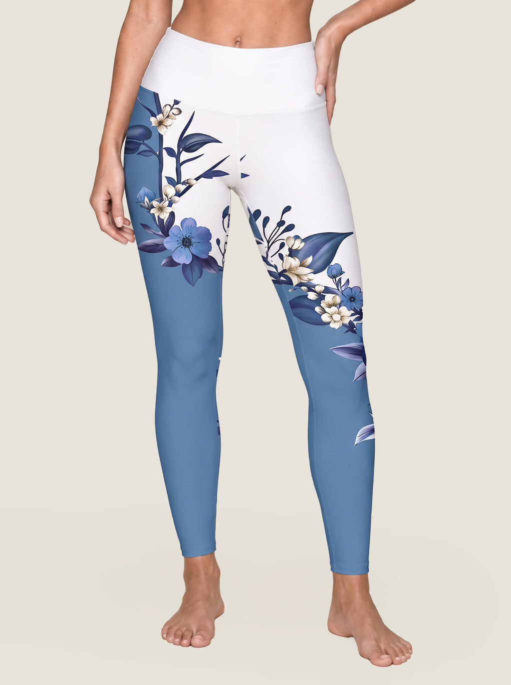 Blue Floral Gradient Sports Bra Set