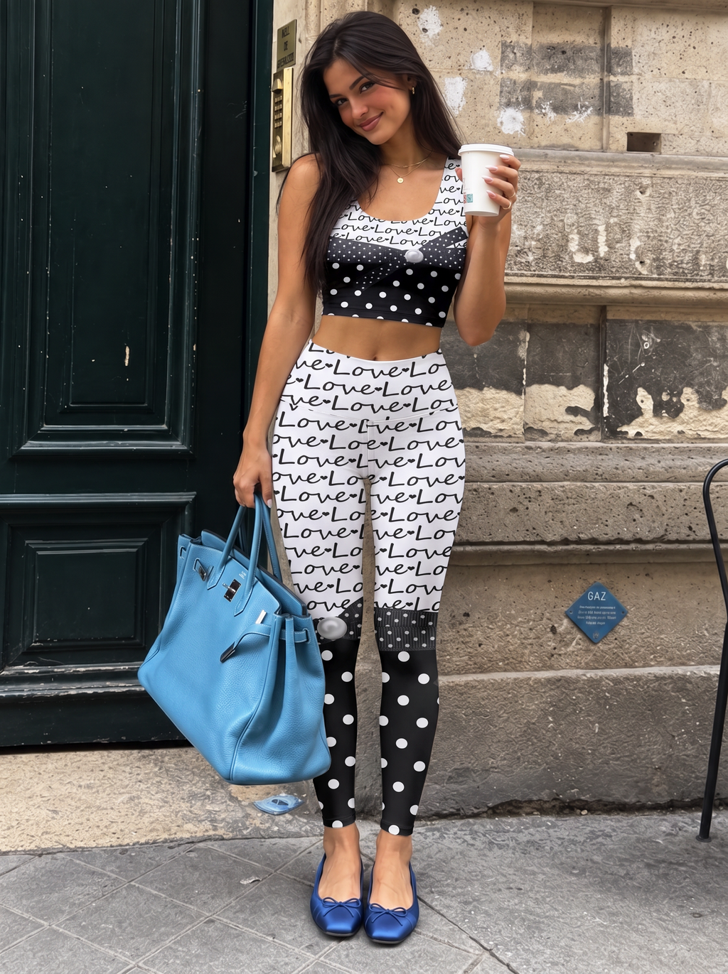 Love Bow Polka Dot Sports Bra Set