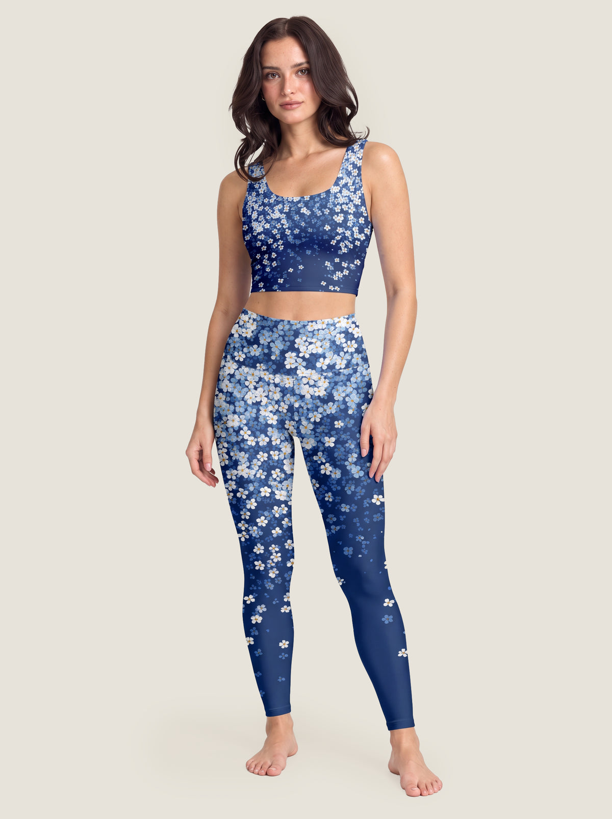 Blue Blossom Floral Sports Bra Set