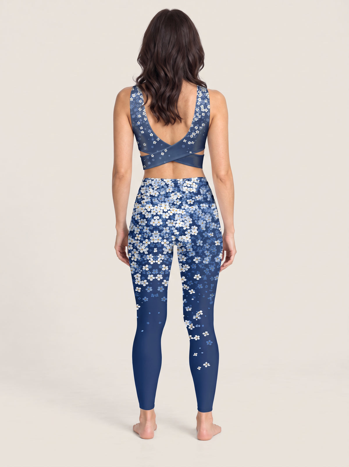 Blue Blossom Floral Sports Bra Set