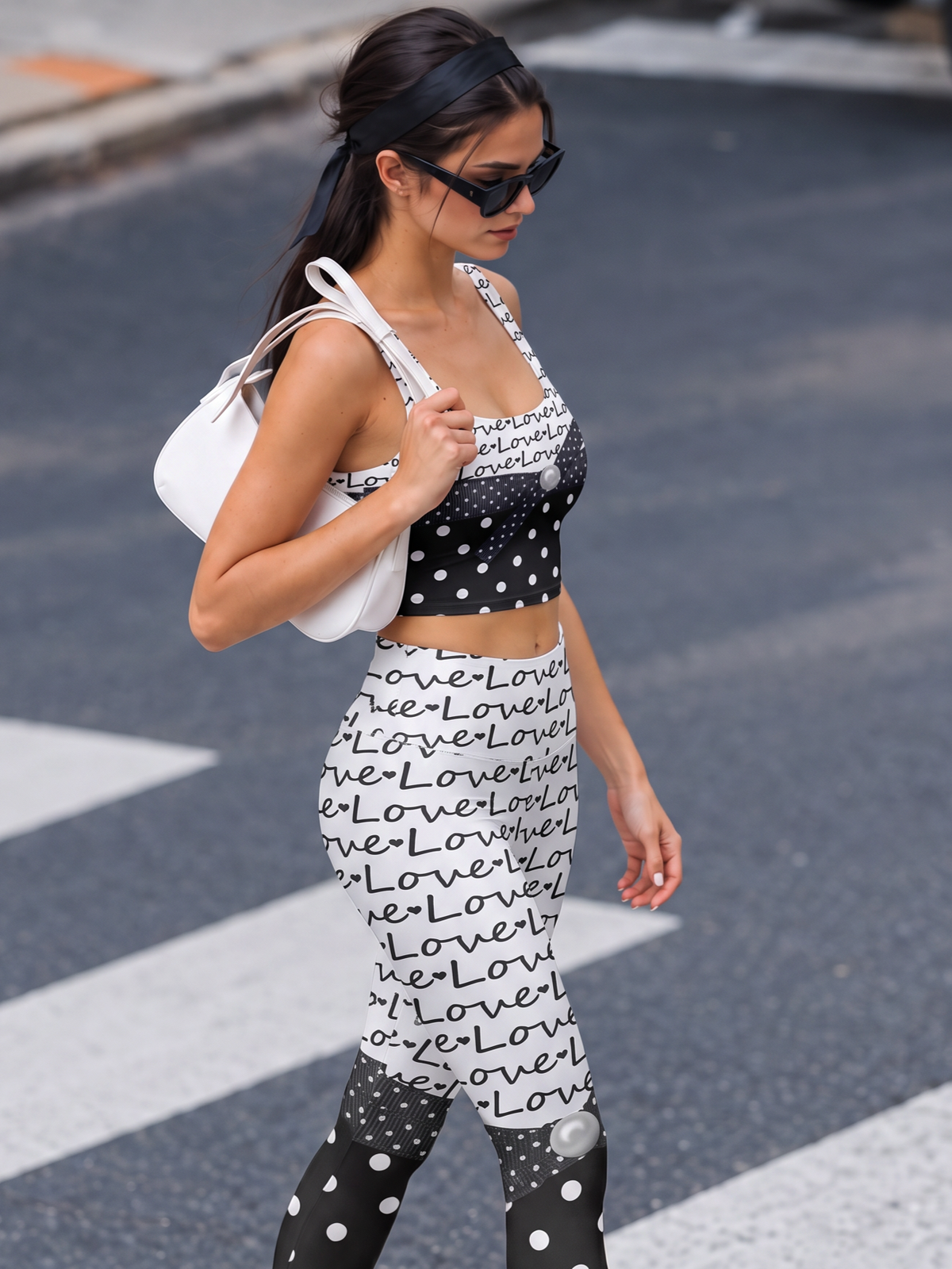 Love Bow Polka Dot Sports Bra Set