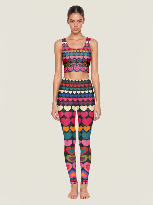 Rainbow Heart Parade High-Rise Leggings Set