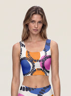 Abstract Color Stitch Sports Bra Set