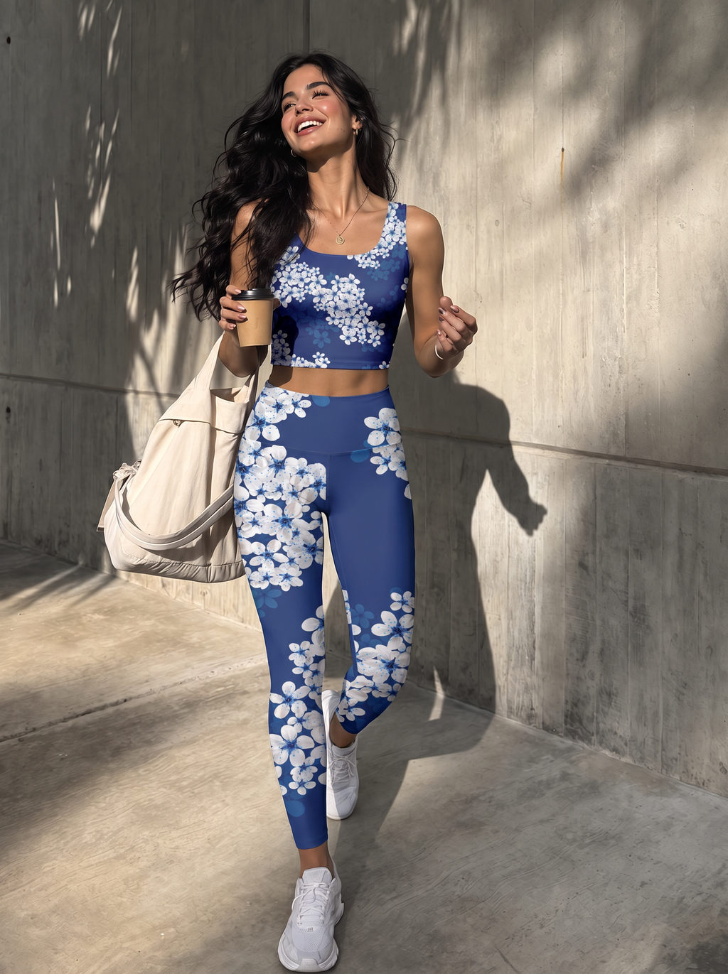 Blue Blossom Night Sports Bra Set