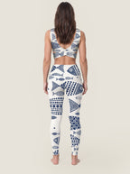 Blue Fish Pattern Sports Bra Set