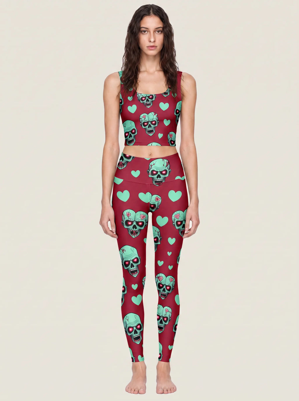 Sweetheart Skull Halloween Sports Bra Set