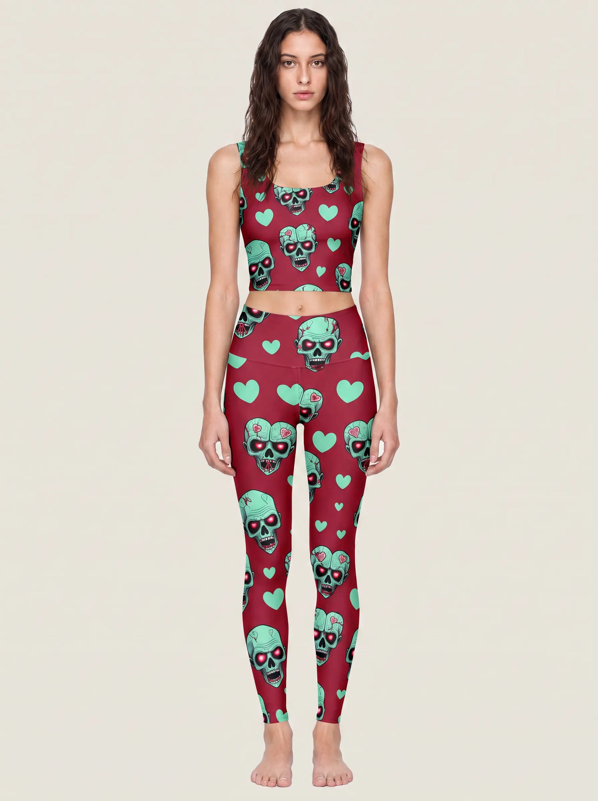 Sweetheart Skull Halloween Sports Bra Set