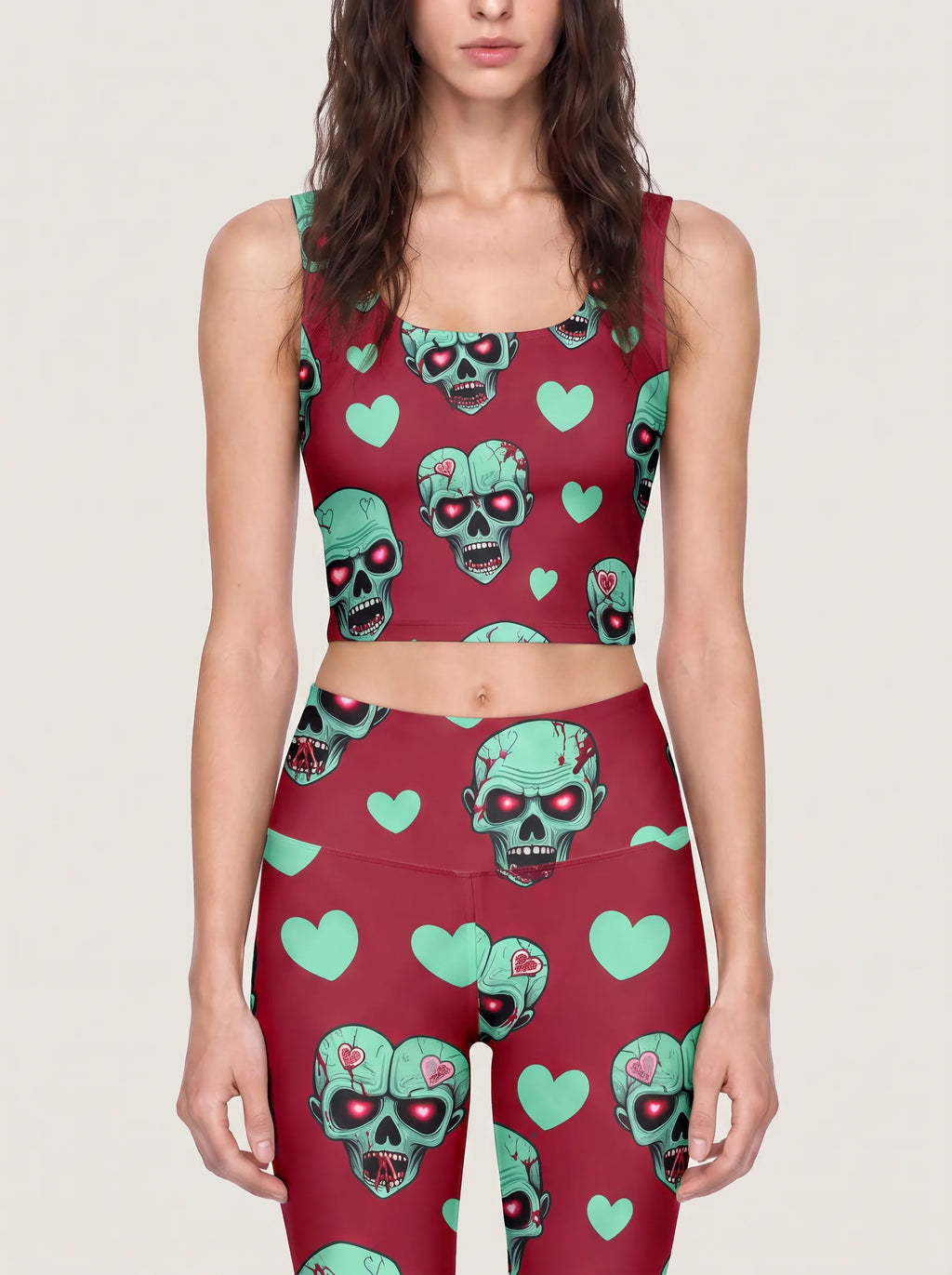 Sweetheart Skull Halloween Sports Bra Set