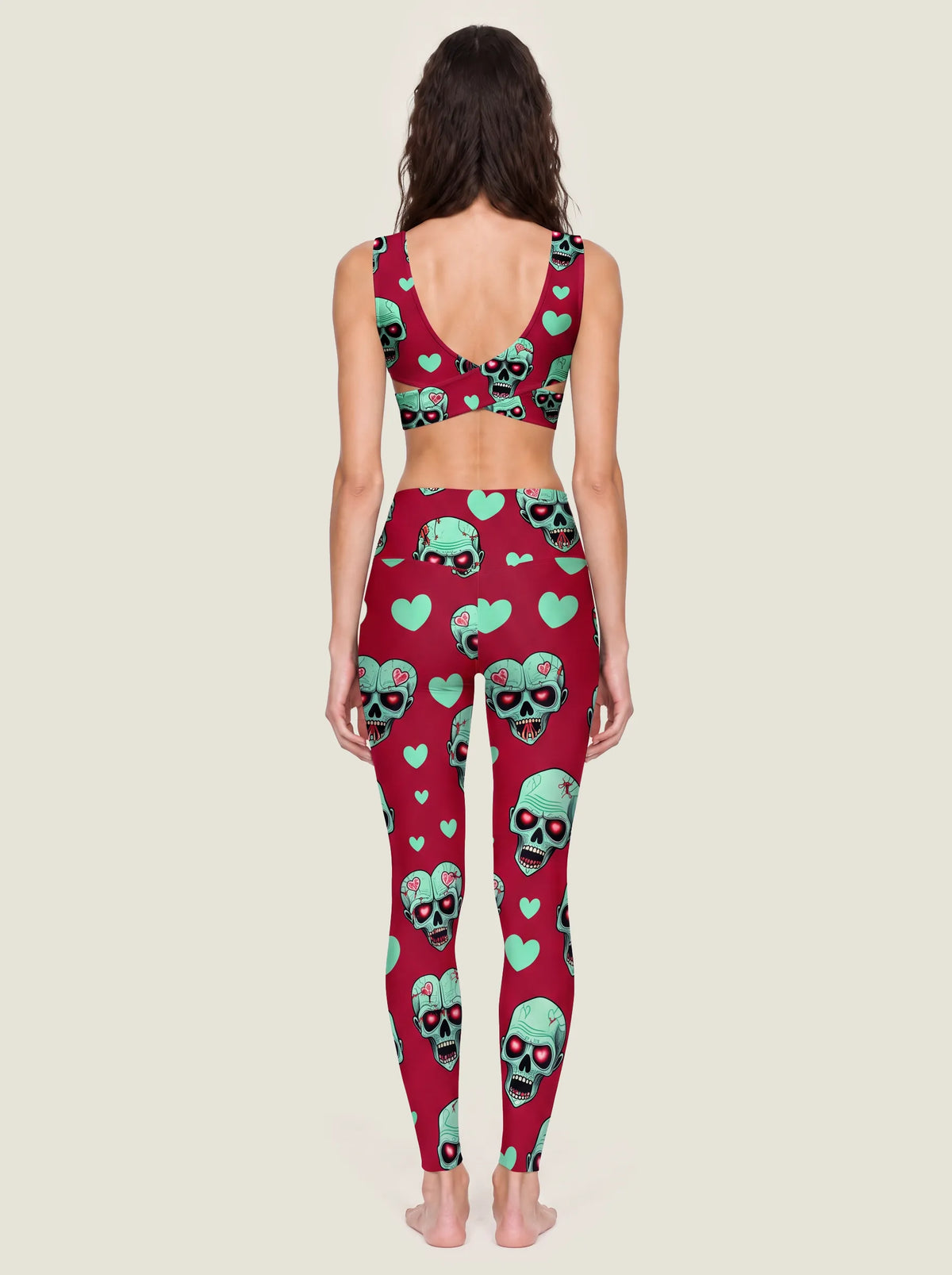Sweetheart Skull Halloween Sports Bra Set
