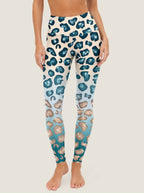 Blue Gradient Leopard Sports Bra Set