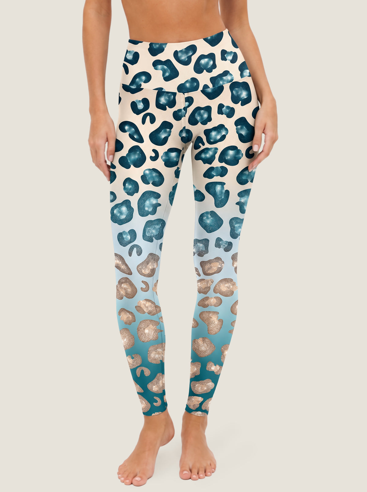 Blue Gradient Leopard Sports Bra Set