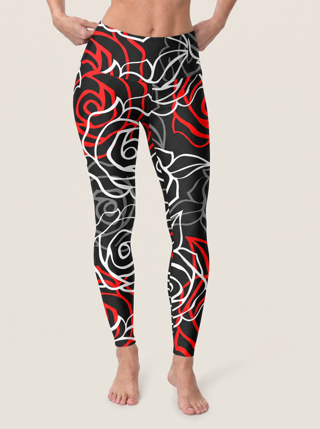 Red Rose Outline Sports Bra Set