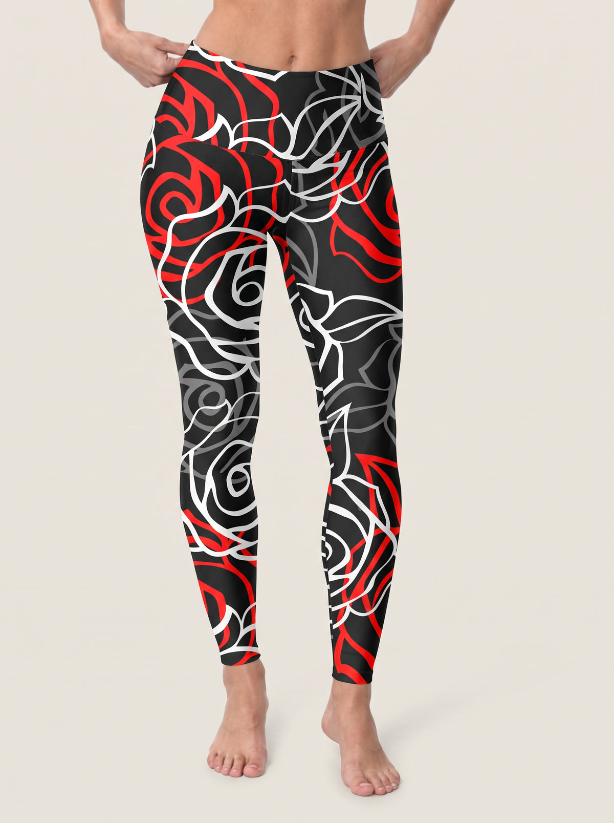 Red Rose Outline Sports Bra Set