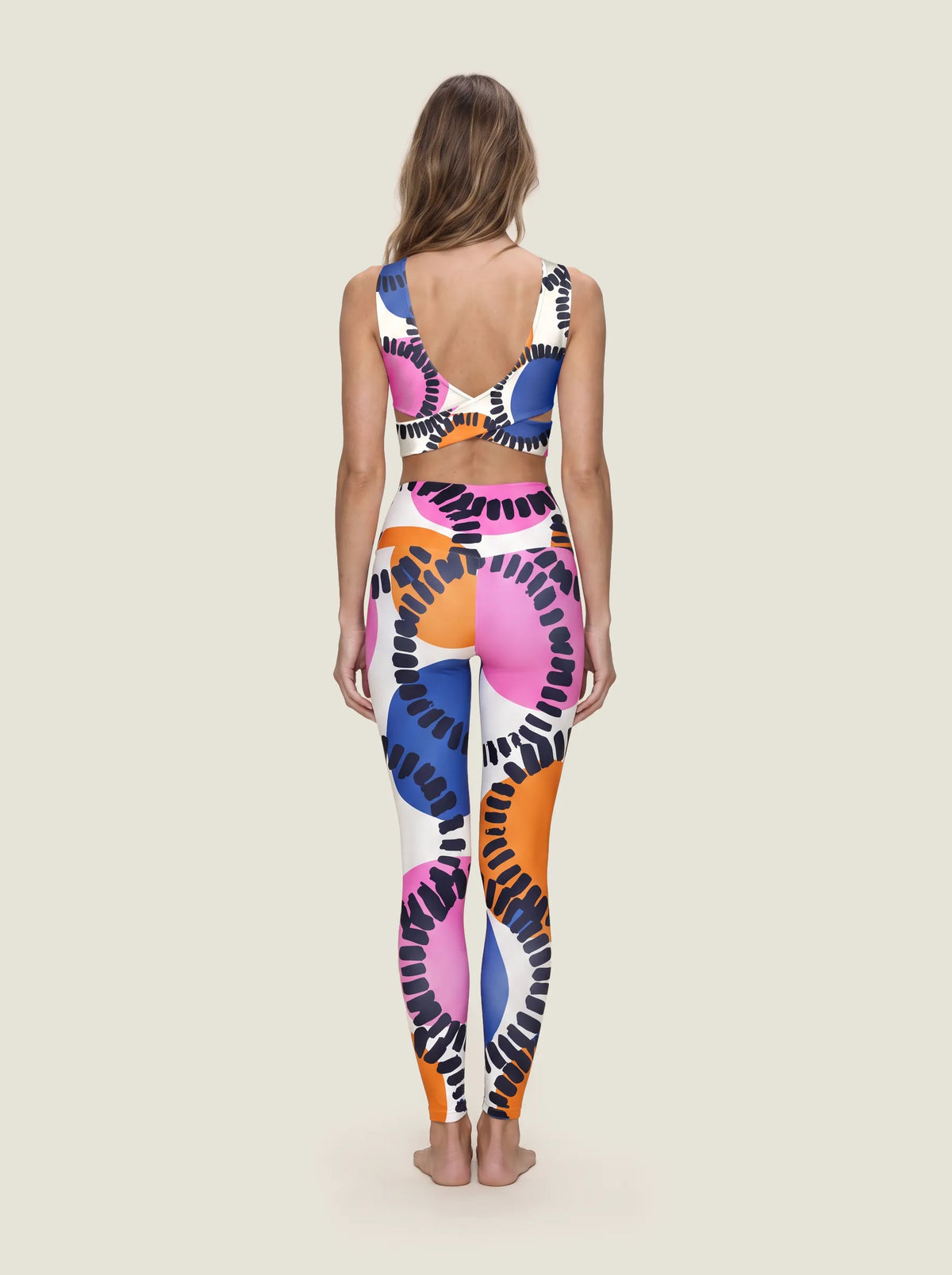 Abstract Color Stitch Sports Bra Set