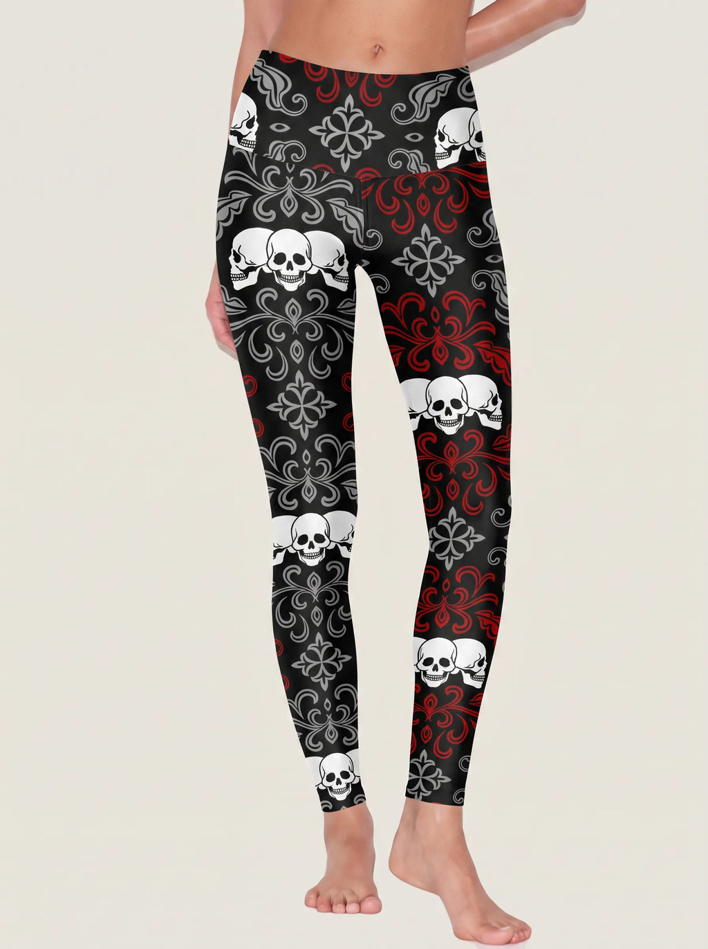Gothic Skull Damask Sports Bra Set