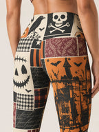 Vintage Halloween Patchwork Sports Bra Set
