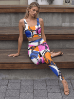 Abstract Color Stitch Sports Bra Set