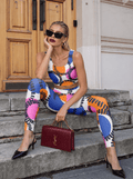 Abstract Color Stitch Sports Bra Set