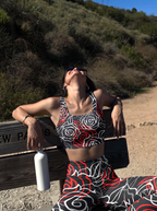 Red Rose Outline Sports Bra Set
