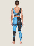 Blue Butterfly Contrast Sports Bra Set